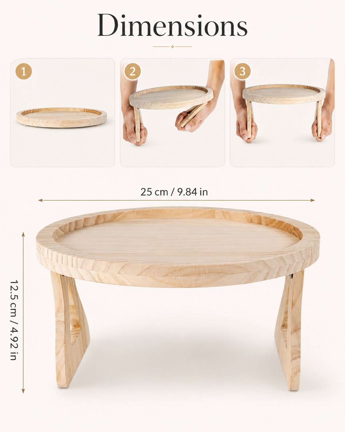 Striveira clip-on sofa tray dimensions 25cm bamboo wood foldable legs