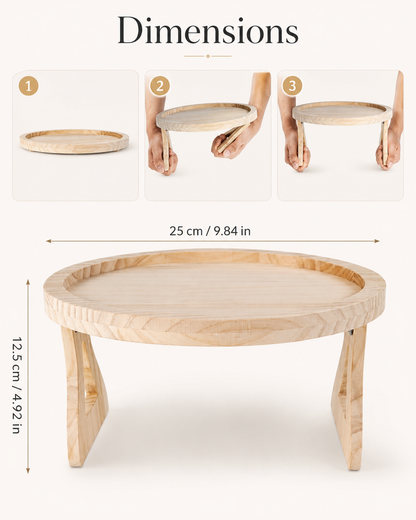 Striveira clip-on sofa tray dimensions 25cm bamboo wood foldable legs